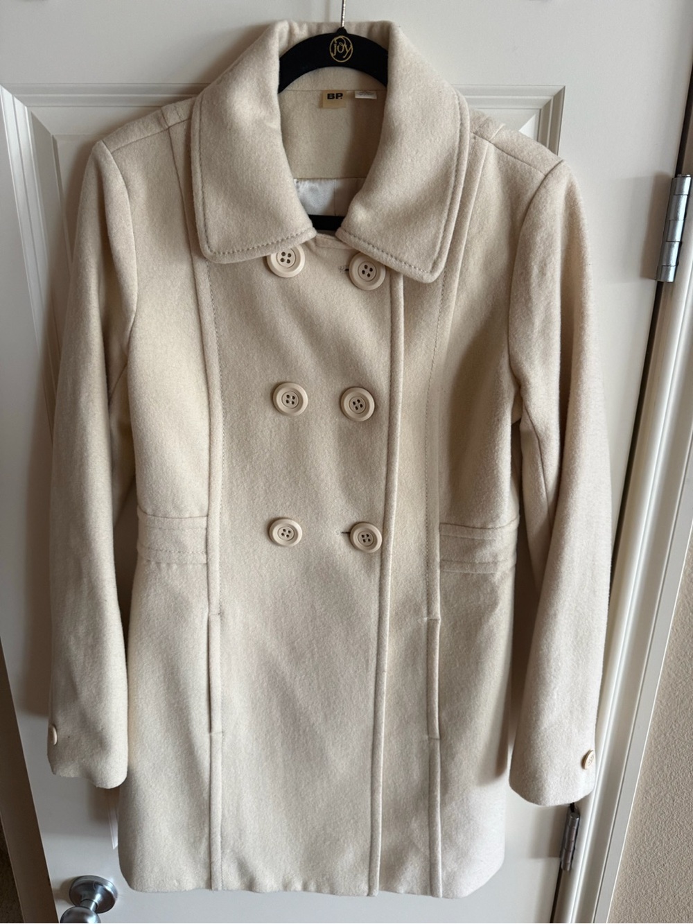 bp Cream Double-Breasted Peacoat